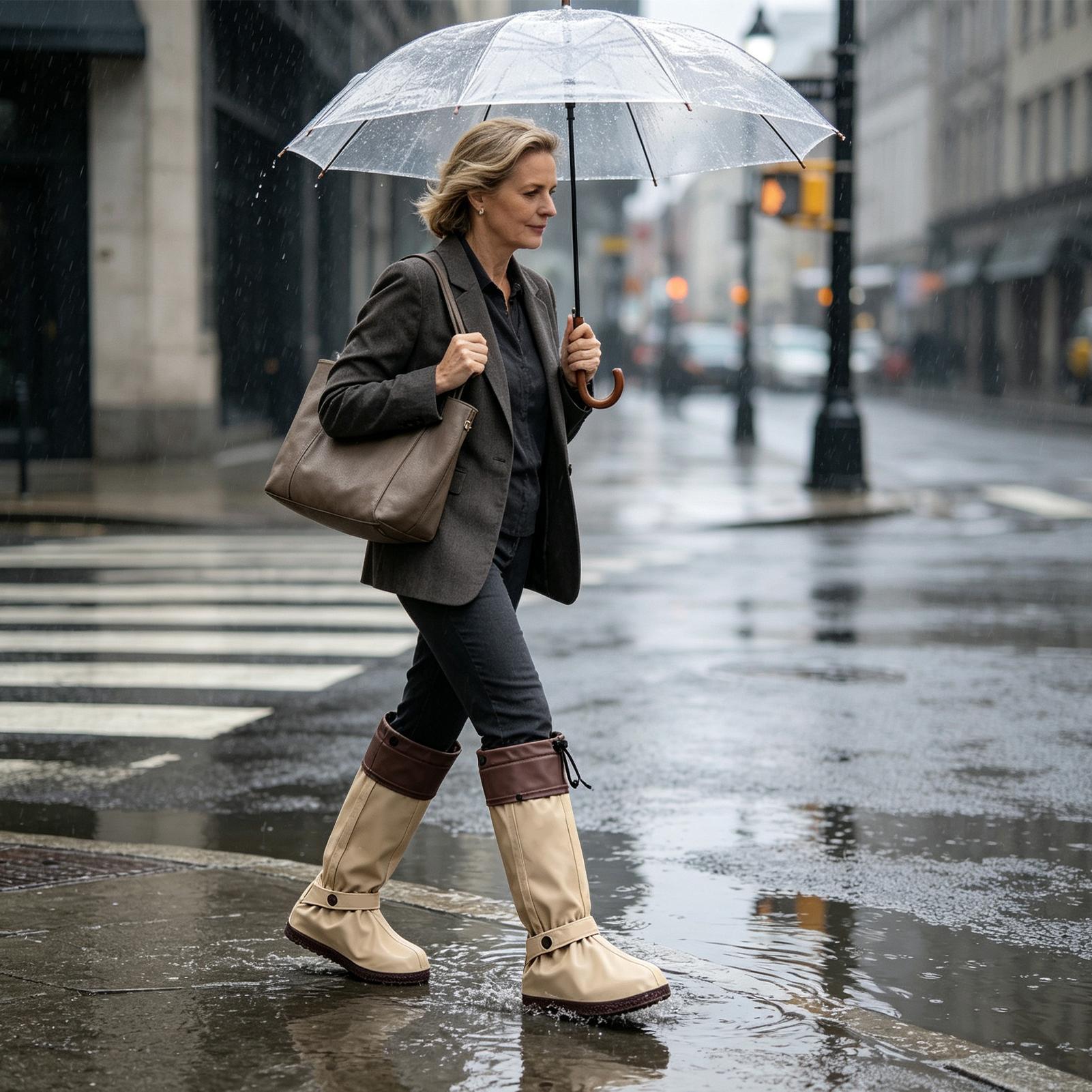 Cycling Commute In Rain - Copriscarpe antipioggia, modello alto, riutilizzabili, impermeabili,