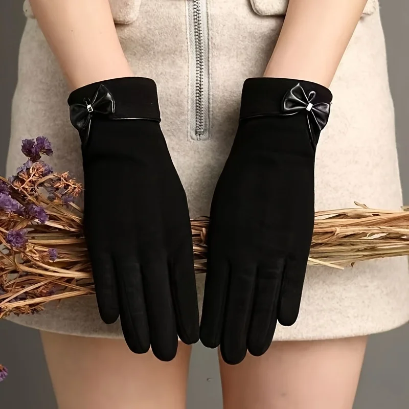Cycling Commute Essentials - Guanti invernali da donna con fiocco,